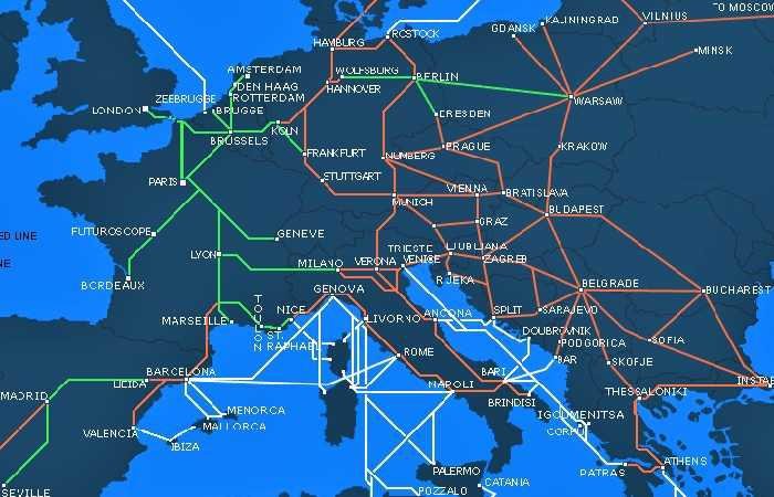 Скидки на поезд по Европе карта 