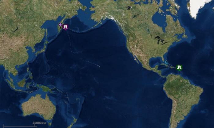 Цунами у берегов Камчатки - карта 