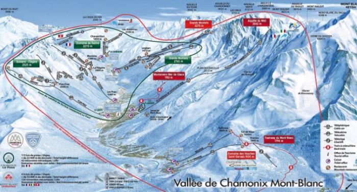 Шамони Монблан карта склонов