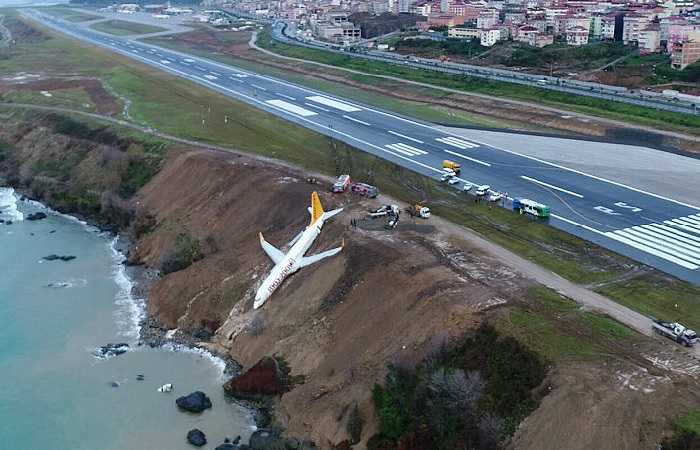Фото недели, 14 января 2018, самолет из Анкары, над пропастью возле Трабзона