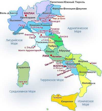 Карта Адриатического побережья Италии