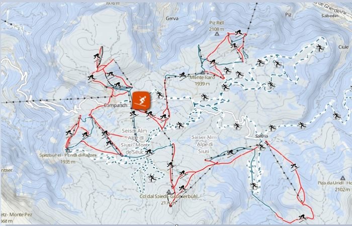 Альпе ди Сьюзи карта горнолыжных склонов