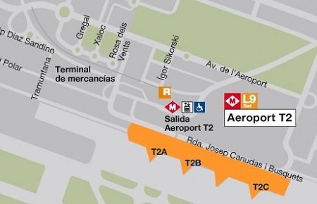 Карта станции метро в аэропорту Барселоны