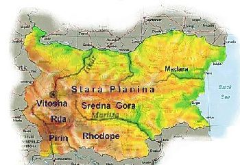 Болгария, карта гор