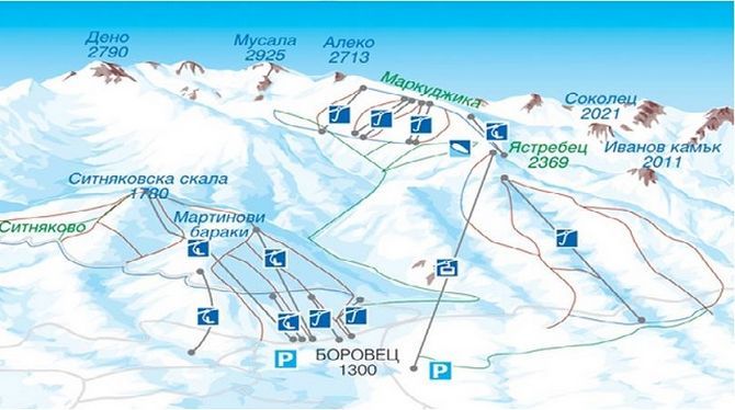 Боровец карта лыжных трасс