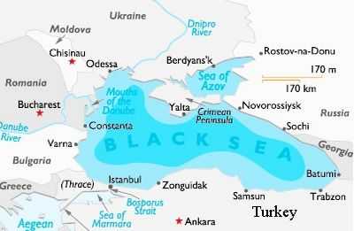 Карта Черноморского регина(побережья) Турции