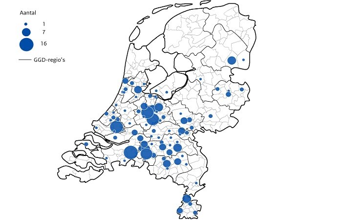 Карта распространения коронавируса в Нидерландах