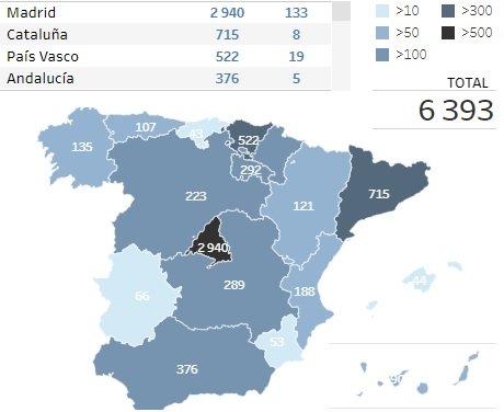 Коронавирус в Испании карта распространения