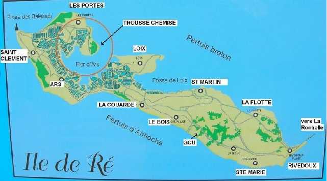Конш де Балейн на карте острова Ре, Франция