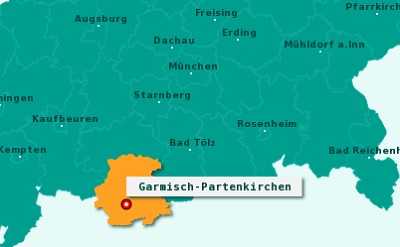 Гармиш-Партенкирхен на карте Баварии