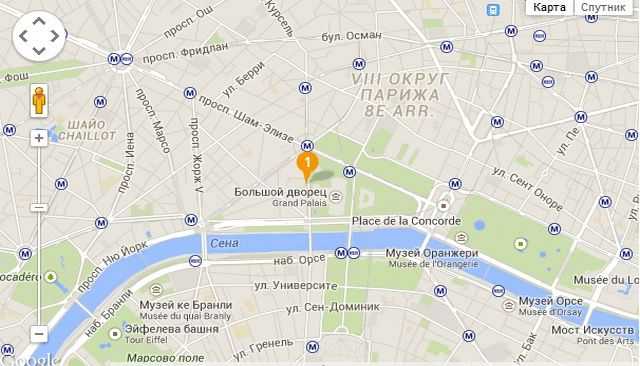 Гранд Пале на карте Парижа