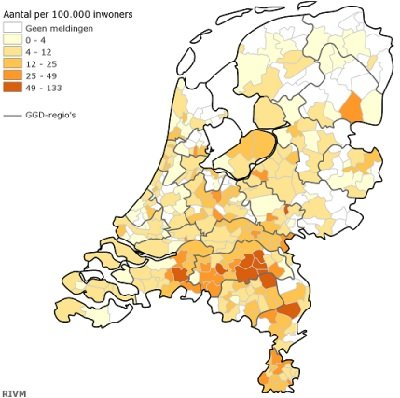 Карта распространения коронавируса в Нидерландах на 17 марта