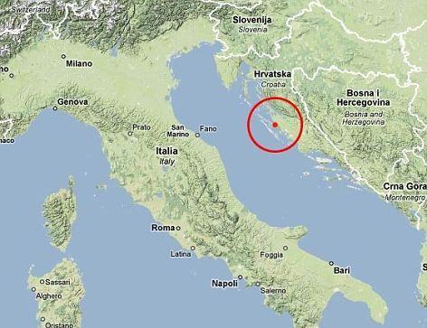 Хорватия интересные метса, Галешняк на карте Адриатического побережья