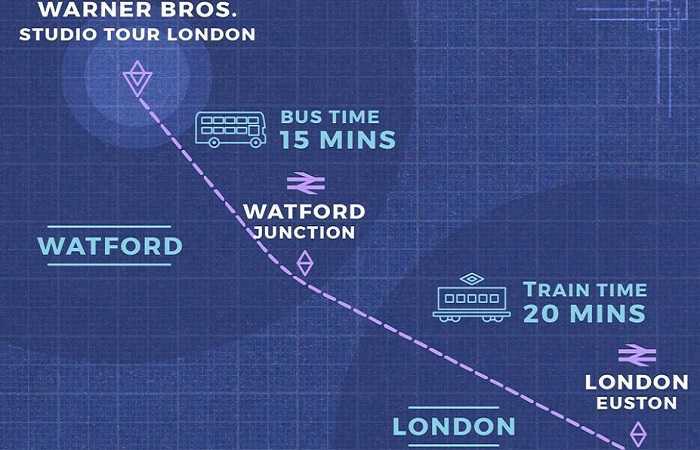 Как добраться на экскурсию о Гарри Поттере в Warner Bros Studio, карта-схема
