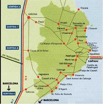 Ками де Ронда Коста Брава, карта маршрута