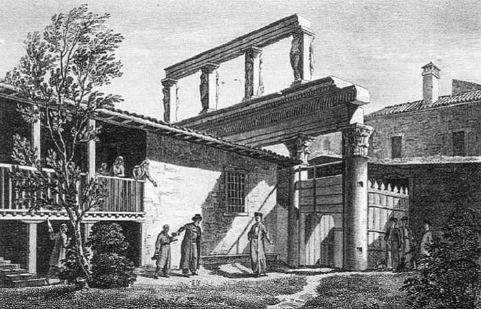 Как выглядели Кариатиды в Салониках в 1864 году, рисунок очевидца