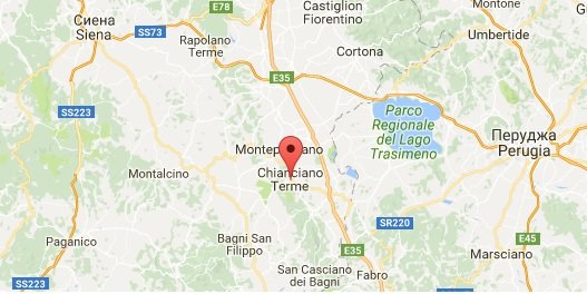 Кьянчано Терме на карте Италии,  как добраться