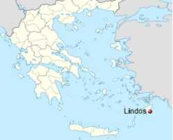 Линдос, карта Родоса и Греции