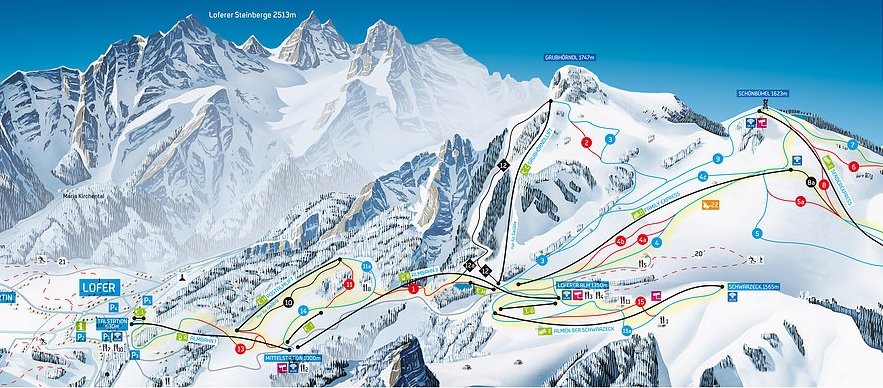 Альменвельт Лофер карта схема горнолыжных трасс, фото