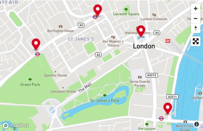 Карта движения новогоднего парада в Лондоне
