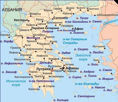 Карта современной греческой Македонии