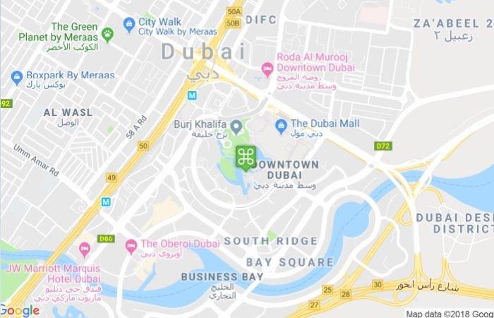 Музыкальный фонтан в Дубае на карте