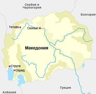 Охрид на карте Македонии