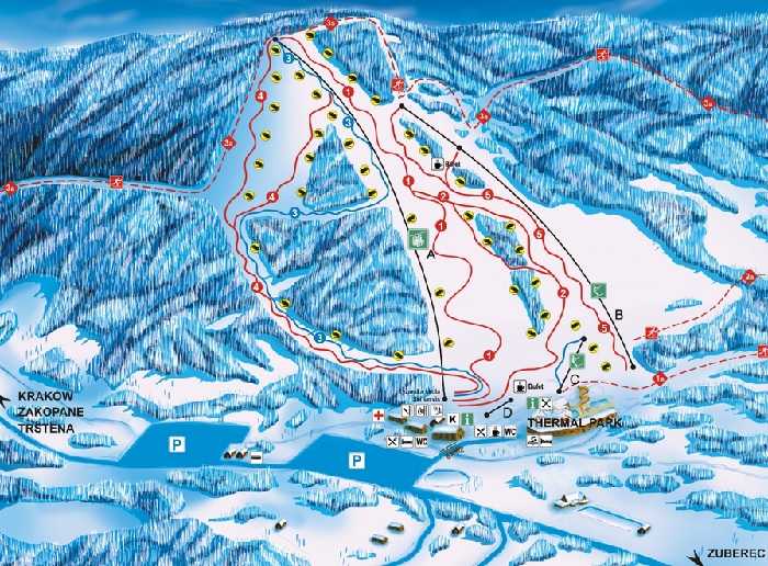 Карта лыжных трасс Оравице ски