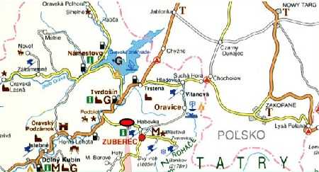 Оравице на карте Словакии
