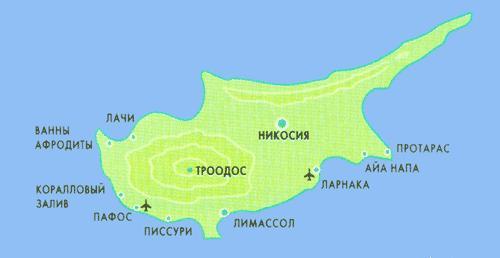 Отдых на Кипре, карта курортов