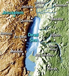 Карта Мёртвого моря в Иордании 
