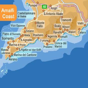 Карта побережья Амальфи Италия