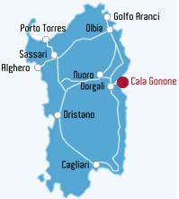 Отели Сардинии, Кала Гононе карта