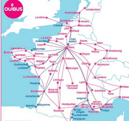 Ouibus Франция новые маршруты 2016  