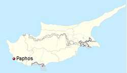 Пафос на карте Кипра