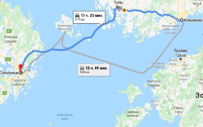 Паром Финляндия Швеция, карта паромных маршрутов