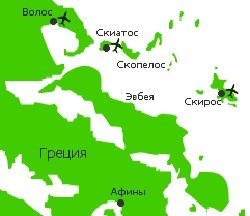 Спорады на карте Греции
