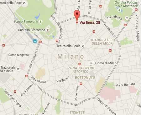 Пинакотека Брера на карте Милана