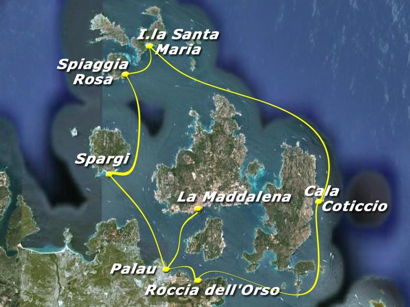 Пляжи Сардинии, архипелаг Маддалена карта