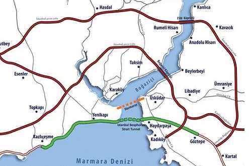 Тоннель Евразия в Турции, схема на карте Стамбула