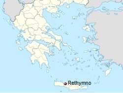 Ретимно на карте острова Крит и Греции