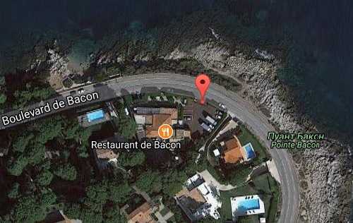 Ресторан Бекон на карте мыса Кап Антиб