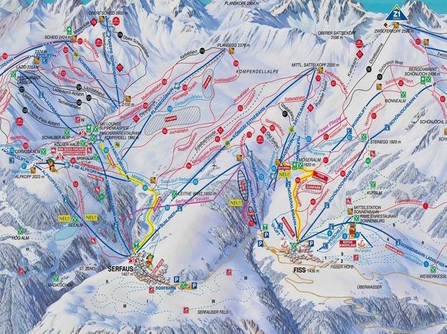 Серфаус-Фис-Ладис карта лыжных трасс 