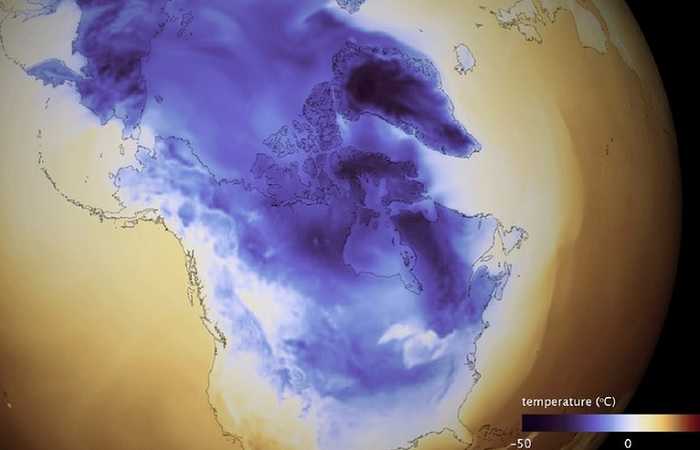 Арктический холод из Канады над территорией США - изображение Noaa