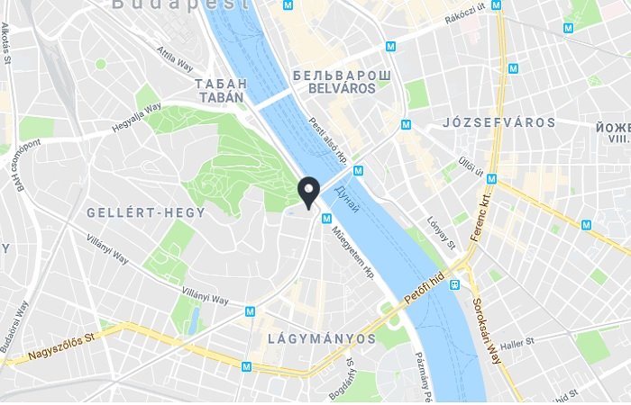 Danubius Hotel Gellert на карте Будапешта