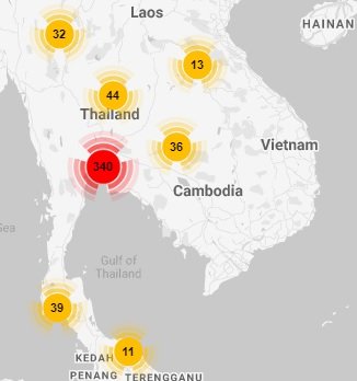 Карта распространения коронавируса в Тайланде