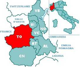 Провинция Турин на карте Италии