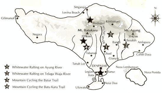 Рафтинг и активный отдых на Бали, карта