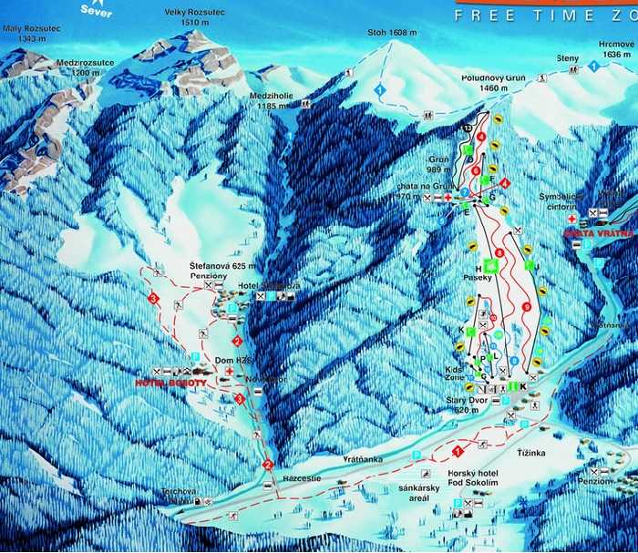 Вратна карта лыжных трасс ( вид слева )